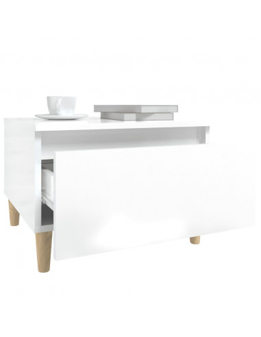 Tavolino Bianco Lucido 50x46x35 cm in Legno Multistrato