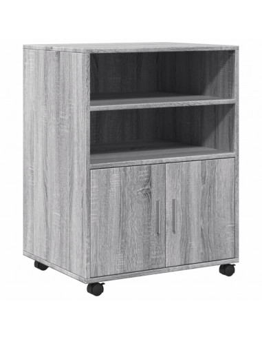 Armadietto con Ruote Grigio Sonoma 60x48x81cm in Truciolato