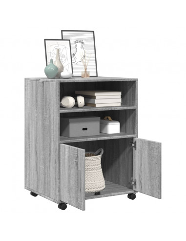 Armadietto con Ruote Grigio Sonoma 60x48x81cm in Truciolato