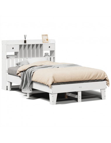 Letto senza Materasso Bianco 135x190 cm Legno Massello di Pino