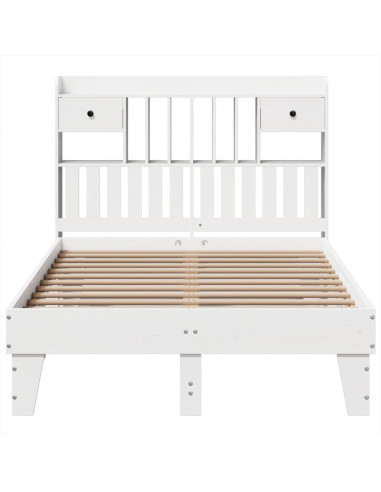 Letto senza Materasso Bianco 135x190 cm Legno Massello di Pino