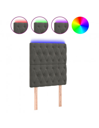 Testiera a LED GrigioScuro 80x7x118/128cm in Velluto