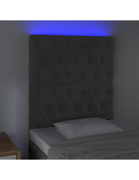 Testiera a LED GrigioScuro 80x7x118/128cm in Velluto