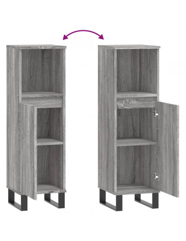 Armadietto Bagno Grigio Sonoma 30x30x100cm in Legno Multistrato