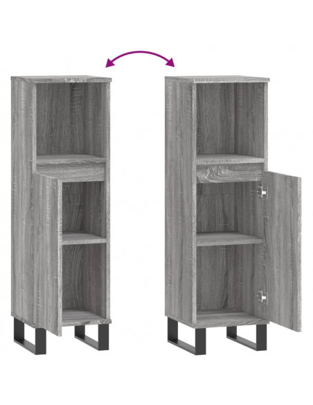 Armadietto Bagno Grigio Sonoma 30x30x100cm in Legno Multistrato