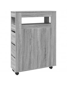 Mobile da Bagno Stretto con Ruote Grigio Sonoma in Truciolato 2