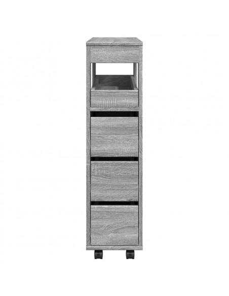 Mobile da Bagno Stretto con Ruote Grigio Sonoma in Truciolato