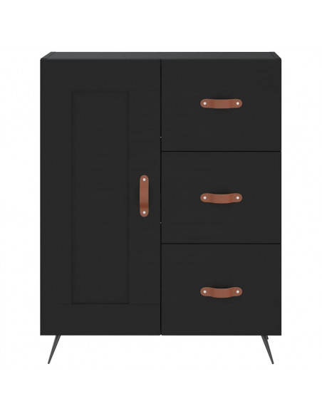 Credenza Nera 69,5x34x180 cm in Legno Multistrato