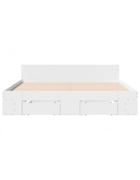 Giroletto con Cassetti Bianco 135x190 cm in Legno Multistrato