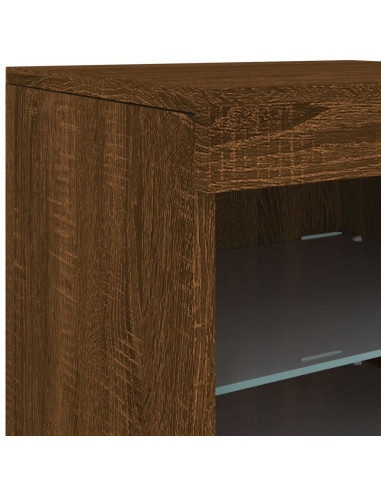 Credenza con Luci LED Rovere Marrone 41x37x67 cm