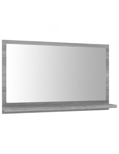 Specchio da Bagno Grigio Sonoma 60x10,5x37 cm Legno Multistrato