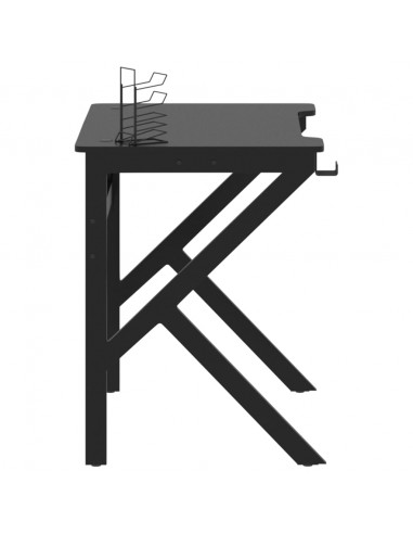 Scrivania da Gaming con Gambe a K Nera 90x60x75 cm
