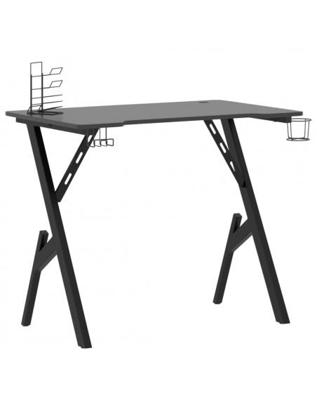 Scrivania da Gaming con Gambe a Y Nera 90x60x75 cm