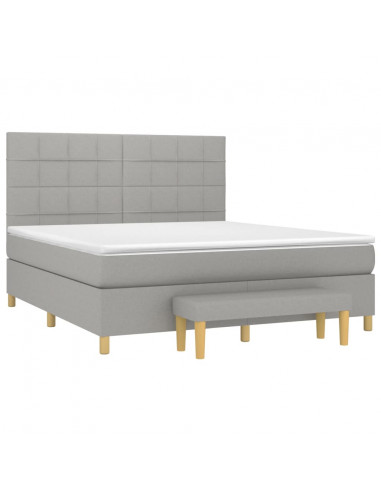 Giroletto a Molle con Materasso Grigio Chiaro180x200 cm Tessuto