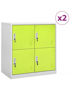 Armadietti Chiavi 2pz Grigio Chiaro Verde 90x45x92,5cm Acciaio 2