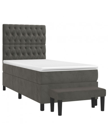 Giroletto a Molle con Materasso Grigio Scuro 100x200 cm Velluto