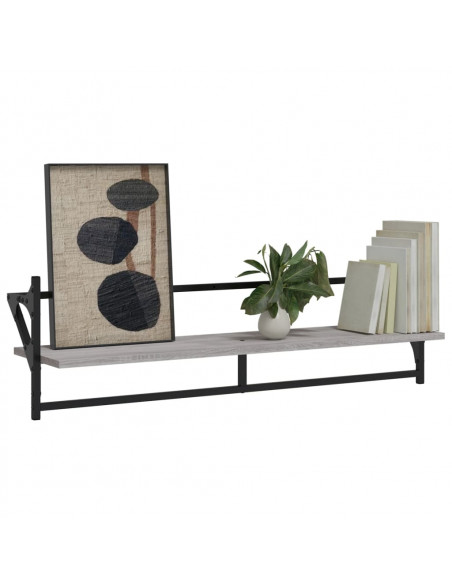 Mensole a Parete con Aste 2pz Grigio Sonoma 100x25x30 cm