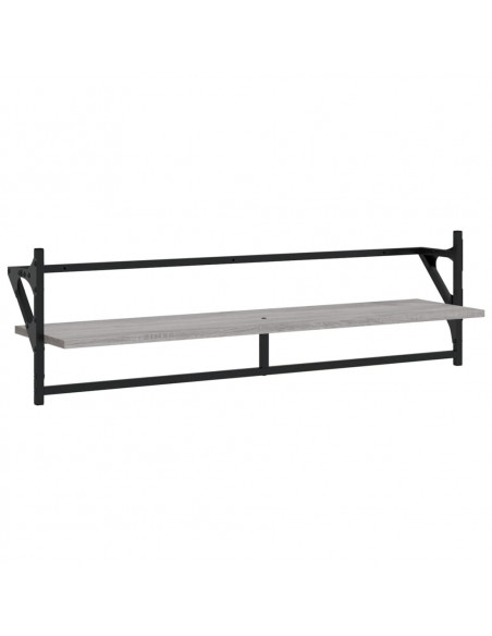 Mensole a Parete con Aste 2pz Grigio Sonoma 100x25x30 cm