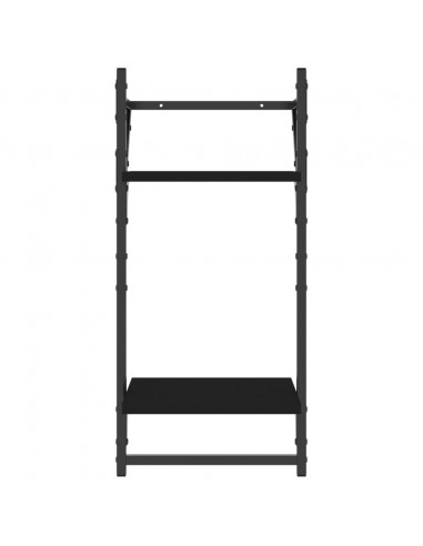 Mensole da Parete 2 Livelli con Aste 2 pz Nere 30x25x65 cm
