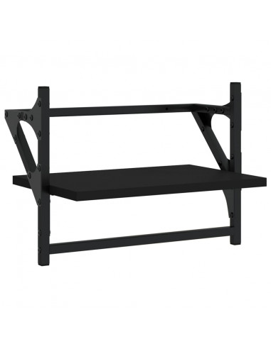 Mensole da Parete con Aste 2 pz Nere 40x25x30 cm