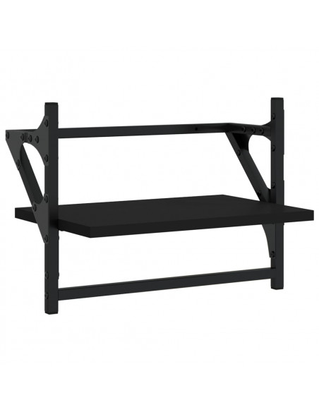 Mensole da Parete con Aste 2 pz Nere 40x25x30 cm