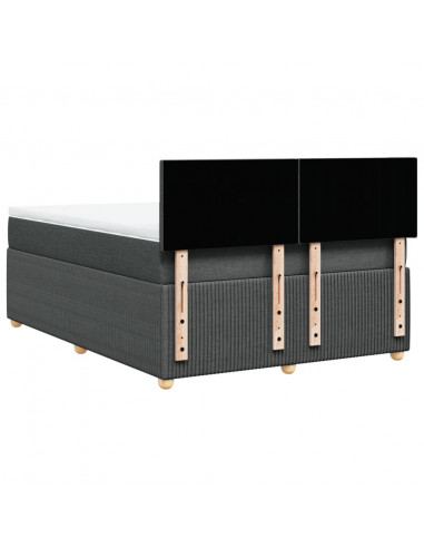 Giroletto a Molle con Materasso Grigio Scuro 140x190 cm Tessuto