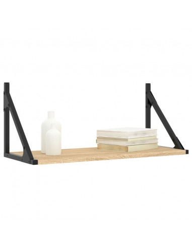 Mensole Parete 2pz Rovere Sonoma 60x25x25,5cm Legno Multistrato