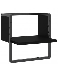 Mensola da Parete con Asta Nera 30x25x30 cm 2