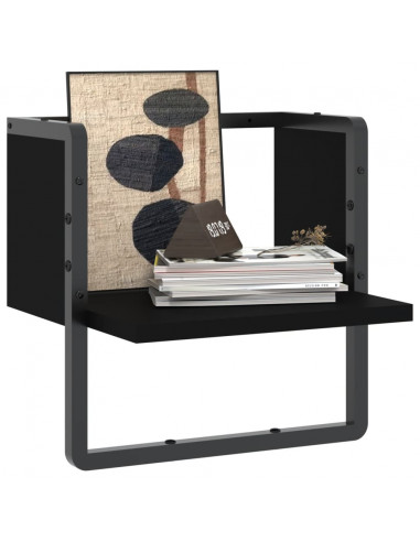 Mensola da Parete con Asta Nera 30x25x30 cm