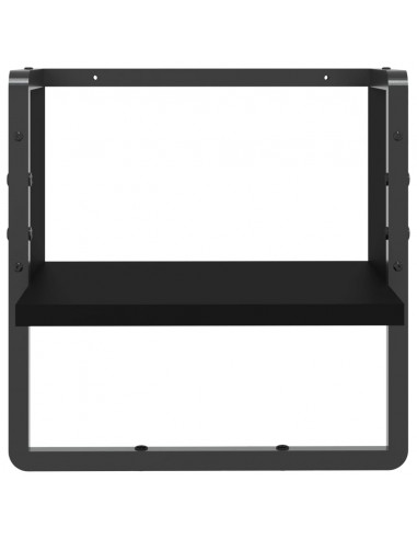 Mensola da Parete con Asta Nera 30x25x30 cm