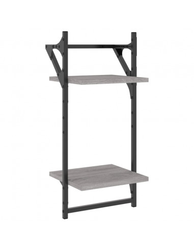 Mensole a Parete con Aste 2pz Grigio Sonoma 30x25x65 cm