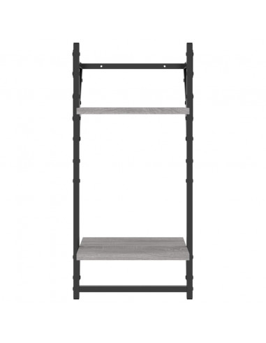 Mensole a Parete con Aste 2pz Grigio Sonoma 30x25x65 cm