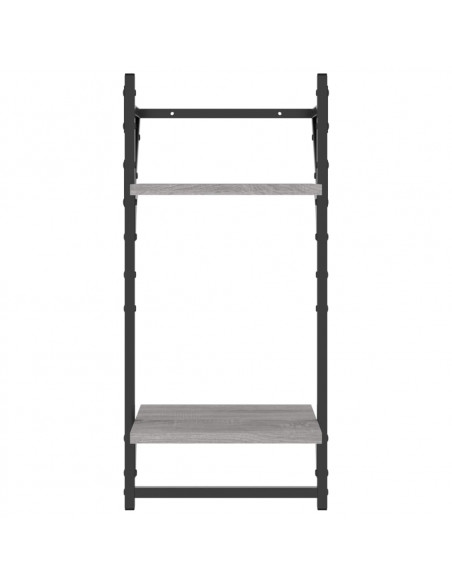 Mensole a Parete con Aste 2pz Grigio Sonoma 30x25x65 cm