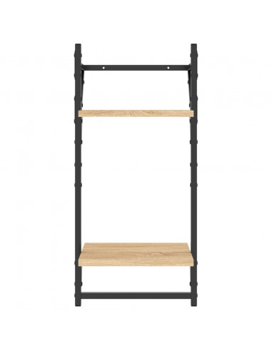 Mensole a Parete con Aste 2pz Rovere Sonoma 30x25x65 cm