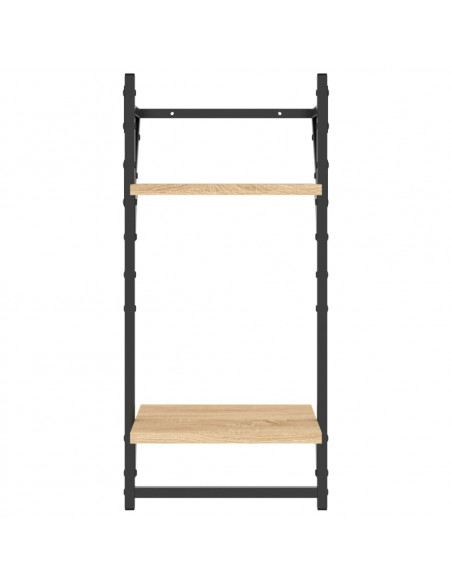 Mensole a Parete con Aste 2pz Rovere Sonoma 30x25x65 cm