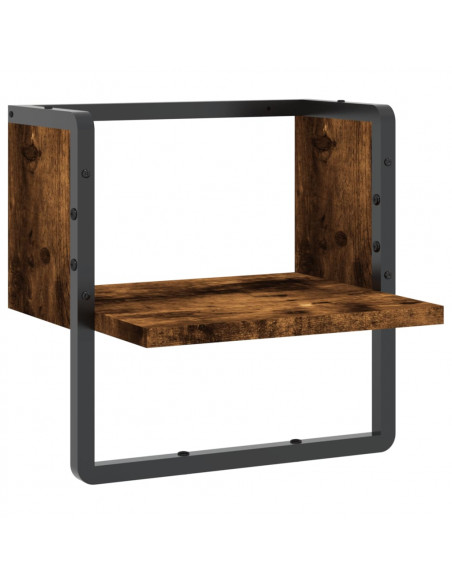 Mensola a Parete con Asta Rovere Fumo 30x25x30 cm