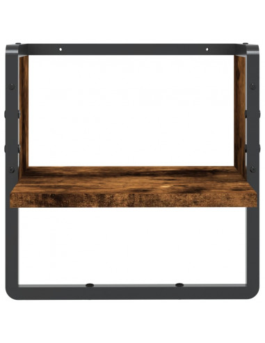 Mensola a Parete con Asta Rovere Fumo 30x25x30 cm