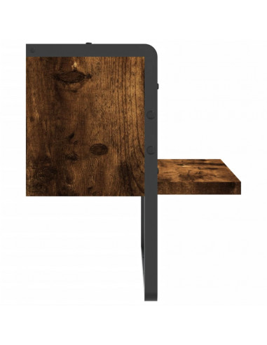 Mensola a Parete con Asta Rovere Fumo 30x25x30 cm