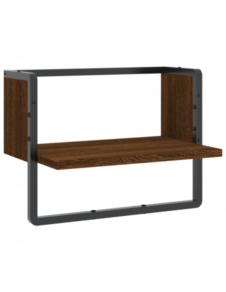 Mensola a Parete con Asta Rovere Marrone 40x25x30 cm