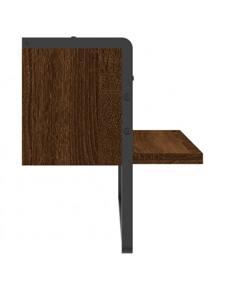Mensola a Parete con Asta Rovere Marrone 40x25x30 cm