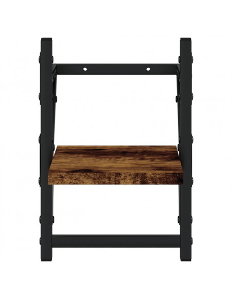 Mensole a Parete con Aste 2pz Rovere Fumo 20x25x30 cm