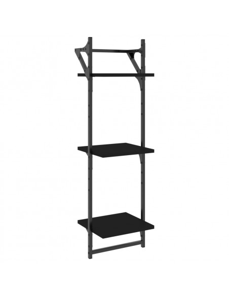 Mensole a Muro con Aste 3 Livelli 2pz Nere 30x25x100 cm