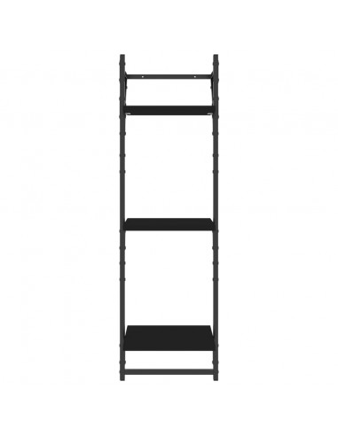 Mensole a Muro con Aste 3 Livelli 2pz Nere 30x25x100 cm