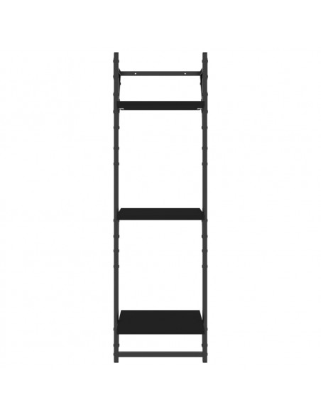 Mensole a Muro con Aste 3 Livelli 2pz Nere 30x25x100 cm