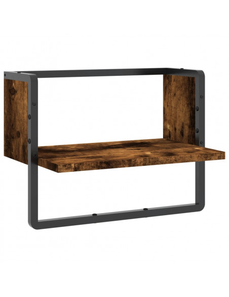 Mensola a Parete con Asta Rovere Fumo 40x25x30 cm