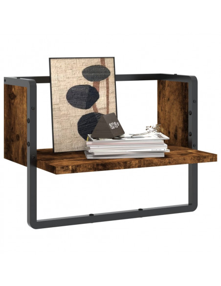 Mensola a Parete con Asta Rovere Fumo 40x25x30 cm