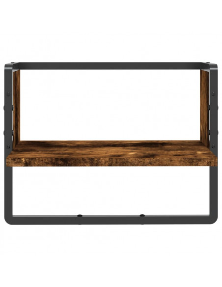 Mensola a Parete con Asta Rovere Fumo 40x25x30 cm