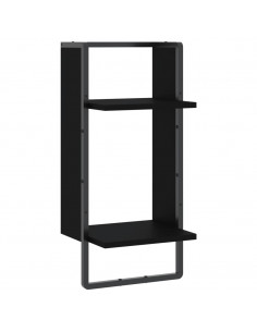 Mensola da Parete con Asta Nera 30x25x65 cm 2