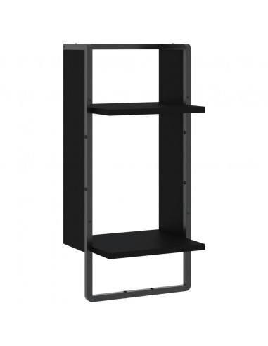 Mensola da Parete con Asta Nera 30x25x65 cm