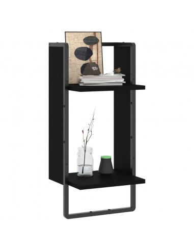 Mensola da Parete con Asta Nera 30x25x65 cm